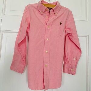 Boys size 7. Ralph Lauren long sleeve button down shirt. Pastel pink Easter